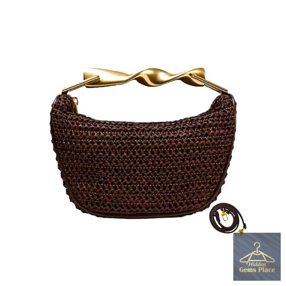 Handbags - Mini Straw Crossbody Bag with 2 Straps Summer Satchel Purse Woven